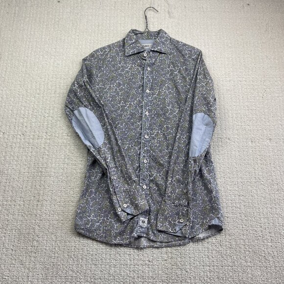 Koike Barcelona Men M Psychedelic Paisley AOP Button Down Shirt Elbow Patch - Picture 11 of 16